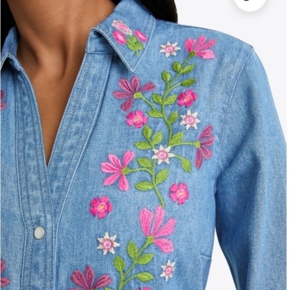 DRAPER JAMES | NWOT Cecilia Embroidered Denim Shirtdress 🌸 - Picture 10 of 10